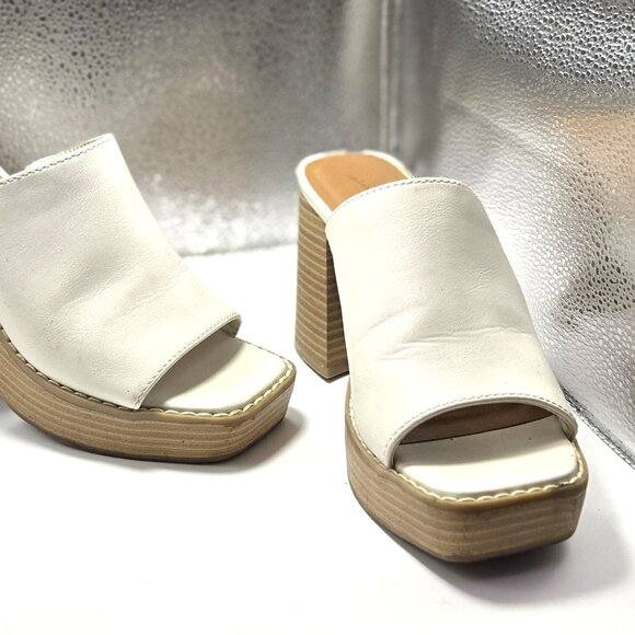 Universal Thread Gabby Women's Beige Block Platform Heeled Mules Size 6 - Picture 2 of 5